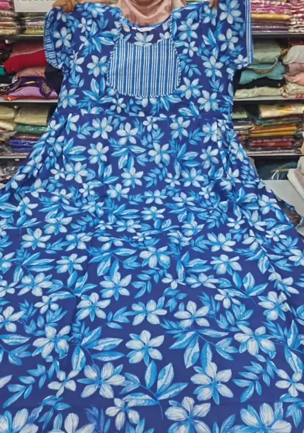 Premium Cotton Frock Style Nighty with Adjustable Rope & Side Pocket | NT3537